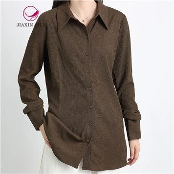 Blus Lengan Panjang Dengan Perasaan Crepe