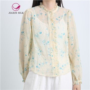 Kemeja Wanita Selvedge Berserat Dicetak